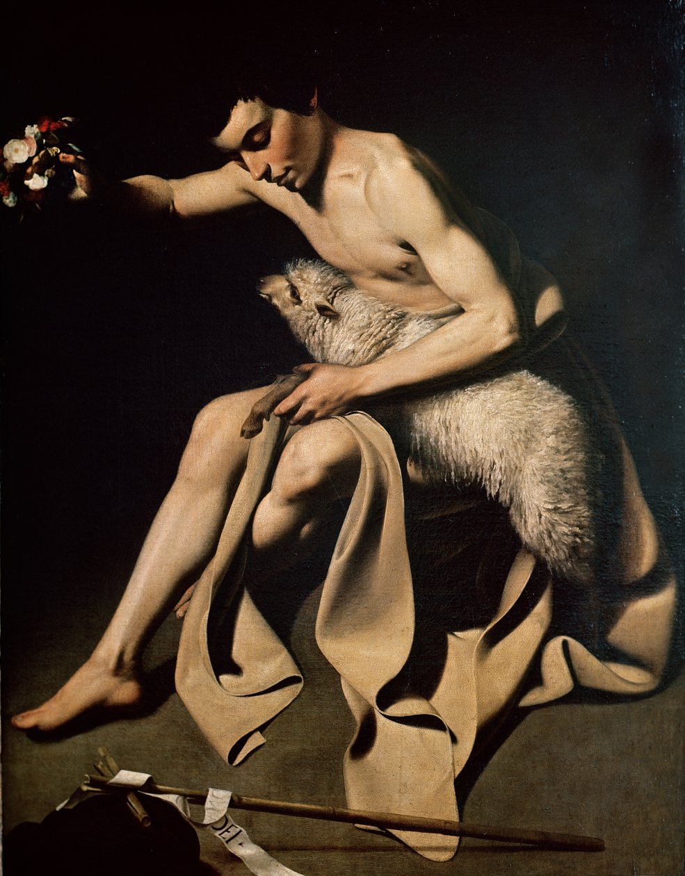 Johannes Døberen leger med et lam af Michelangelo Merisi Caravaggio