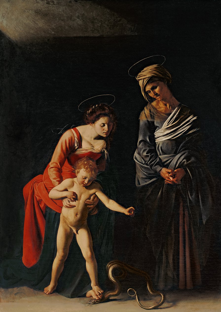Madonna og barn med en slange, 1605 af Michelangelo Merisi Caravaggio