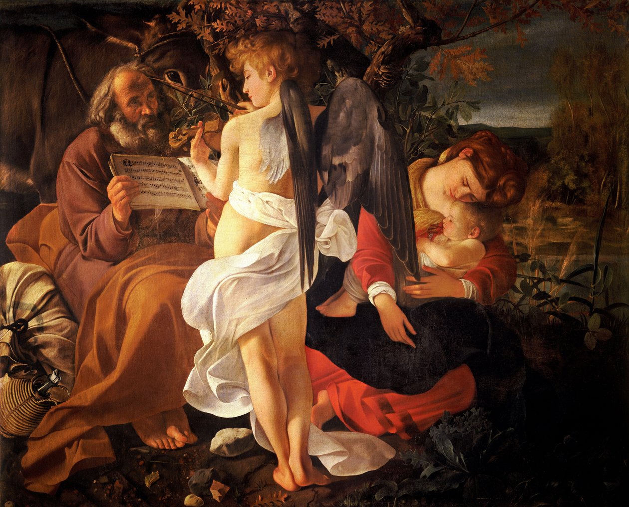 Hvil på flyvningen til Egypten af Michelangelo Merisi Caravaggio
