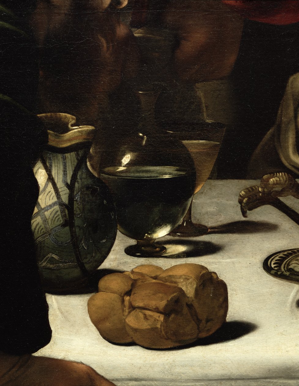 Nadveren i Emmaus, 1601 (olie og tempera på lærred) (detalje af 928) af Michelangelo Merisi Caravaggio