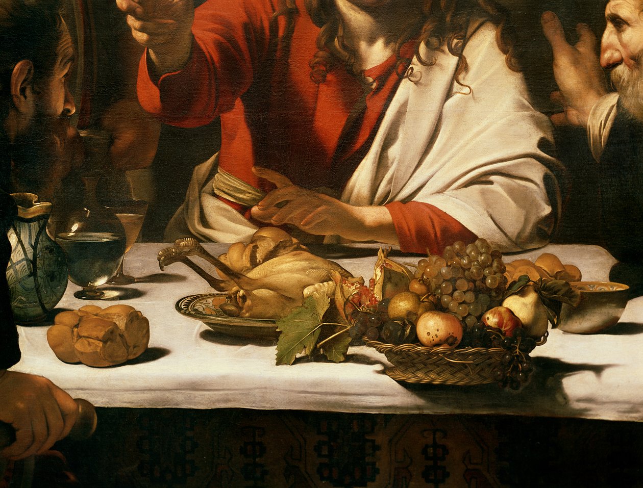 Nadveren i Emmaus, 1601 (olie og tempera på lærred) (detalje af 928) af Michelangelo Merisi Caravaggio