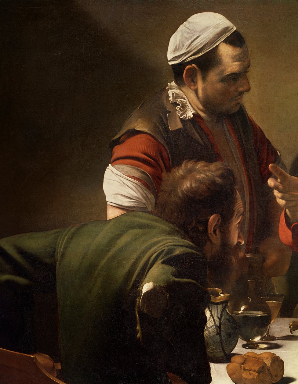 Nadveren i Emmaus, 1601 (olie og tempera på lærred) (detalje af 928) af Michelangelo Merisi Caravaggio