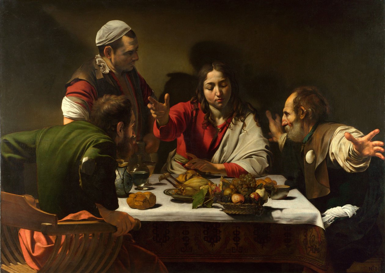 Nadveren i Emmaus, 1601 (olie og tempera på lærred) af Michelangelo Merisi Caravaggio