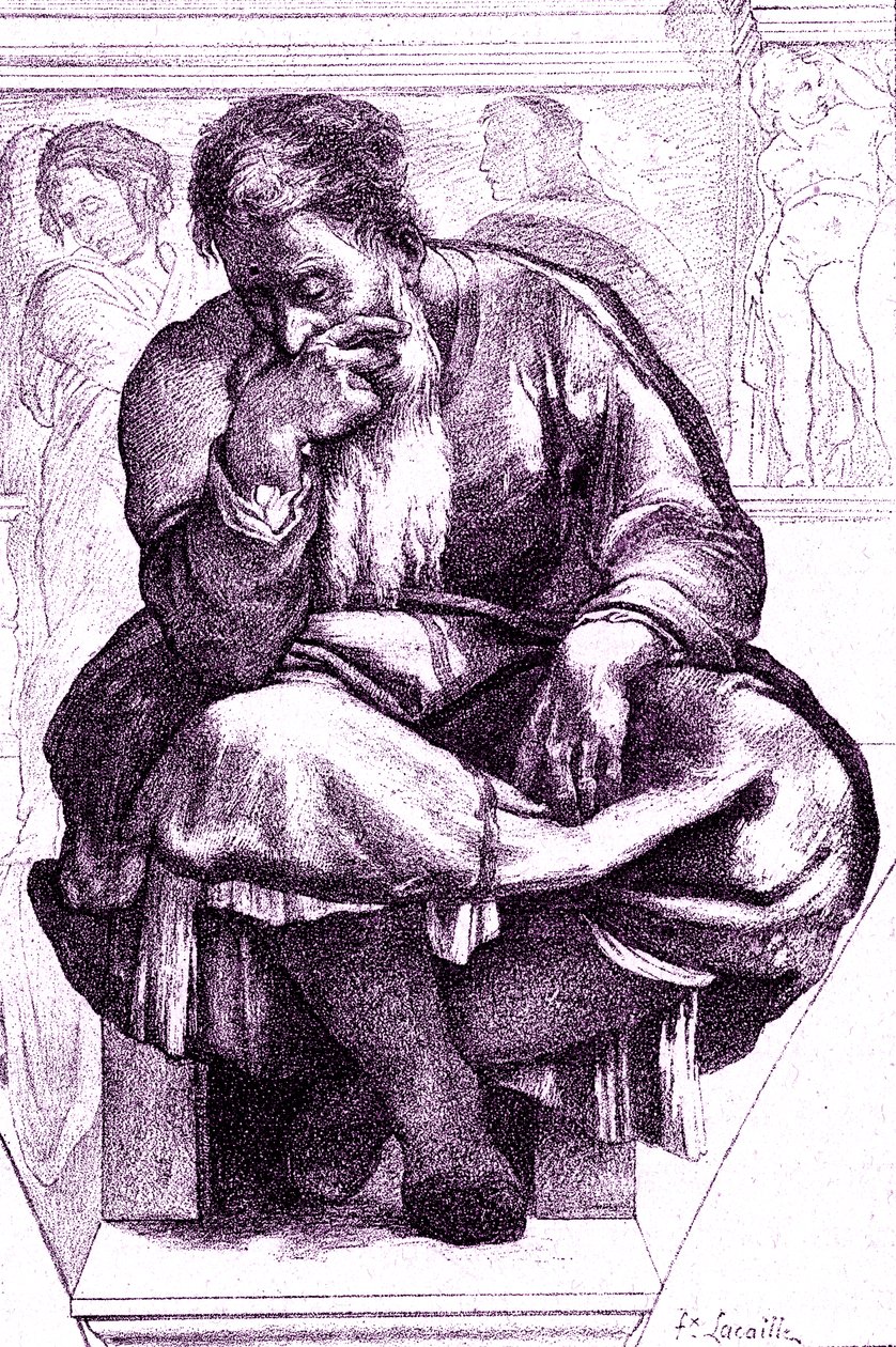 Jeremias, den grædende profet af Michelangelo (after) Buonarroti