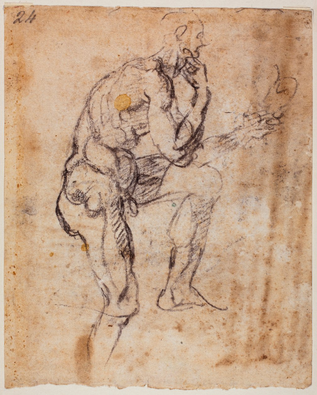 Nøgenstudie, kopi af Naasons lunette af Michelangelo (after) Buonarroti