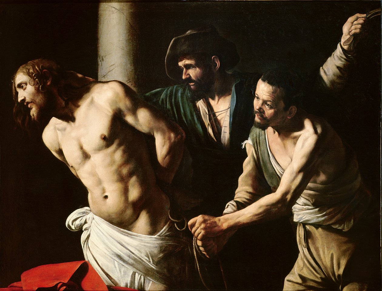 The Flagelation of Christ, ca. 1605-7 (olie på lærred) af Michelangelo (attr. to) Caravaggio