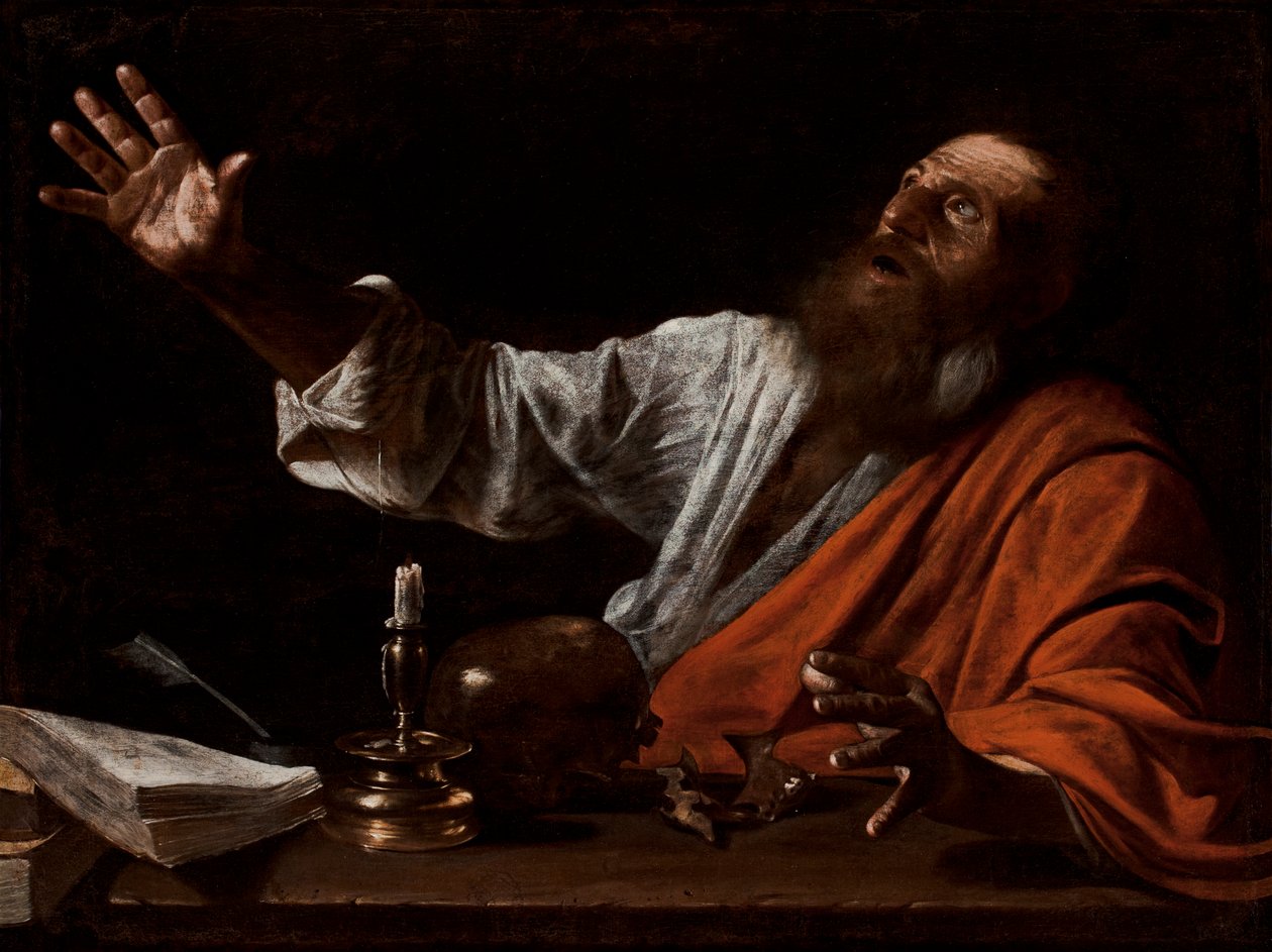 The Vision of Saint Hierome, første halvdel af det 17. århundrede (olie på lærred) af Michelangelo (follower of) Caravaggio