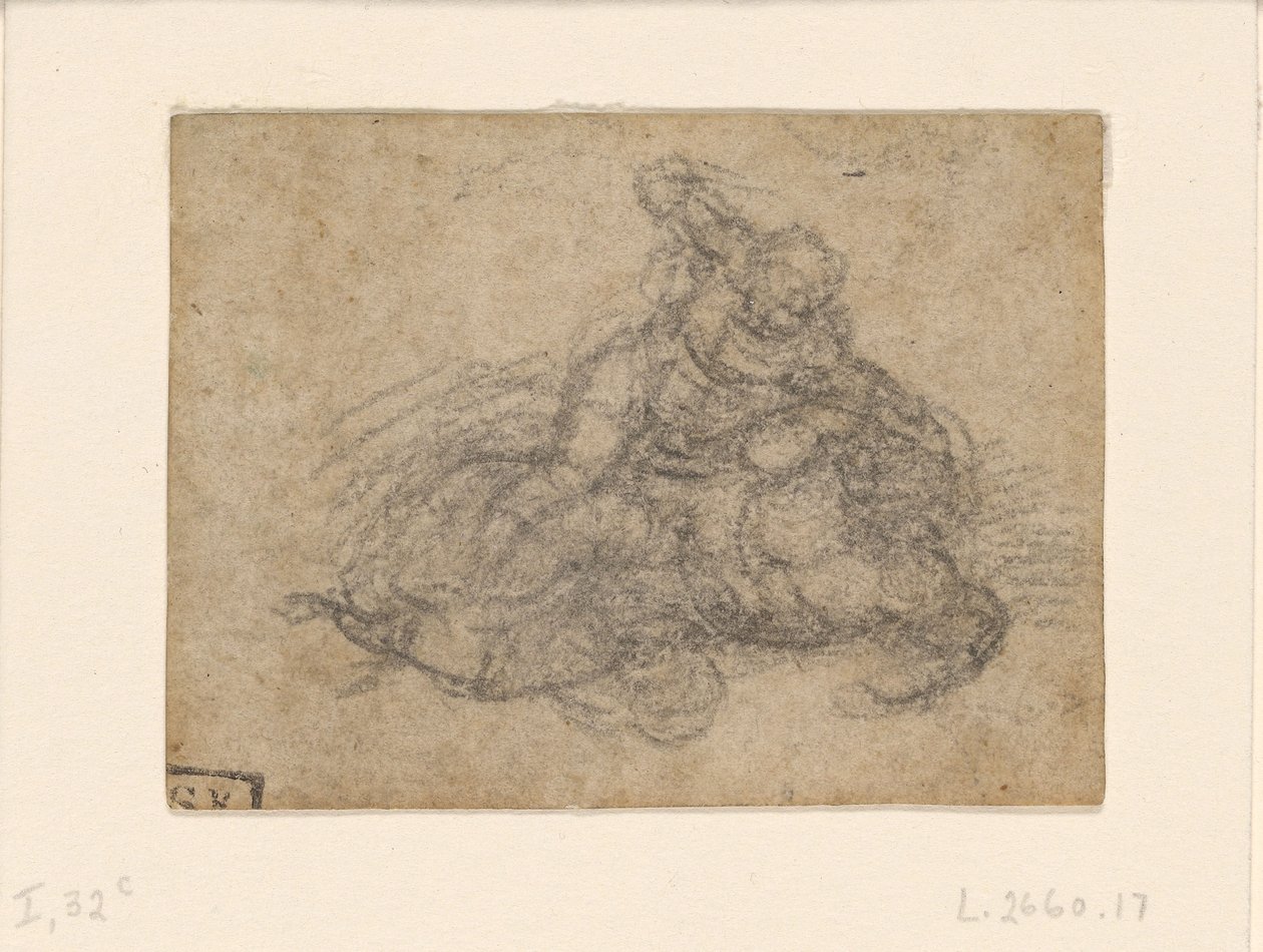 Michelangelo - David og Goliat. Verso linjerede arkitektoniske studier, ca. 1550-1556, I, 32c af Michelangelo