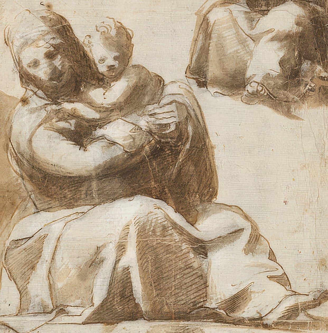 Siddende Madonna med barn. Omkring 1525 (?) af Michelangelo Anselmi