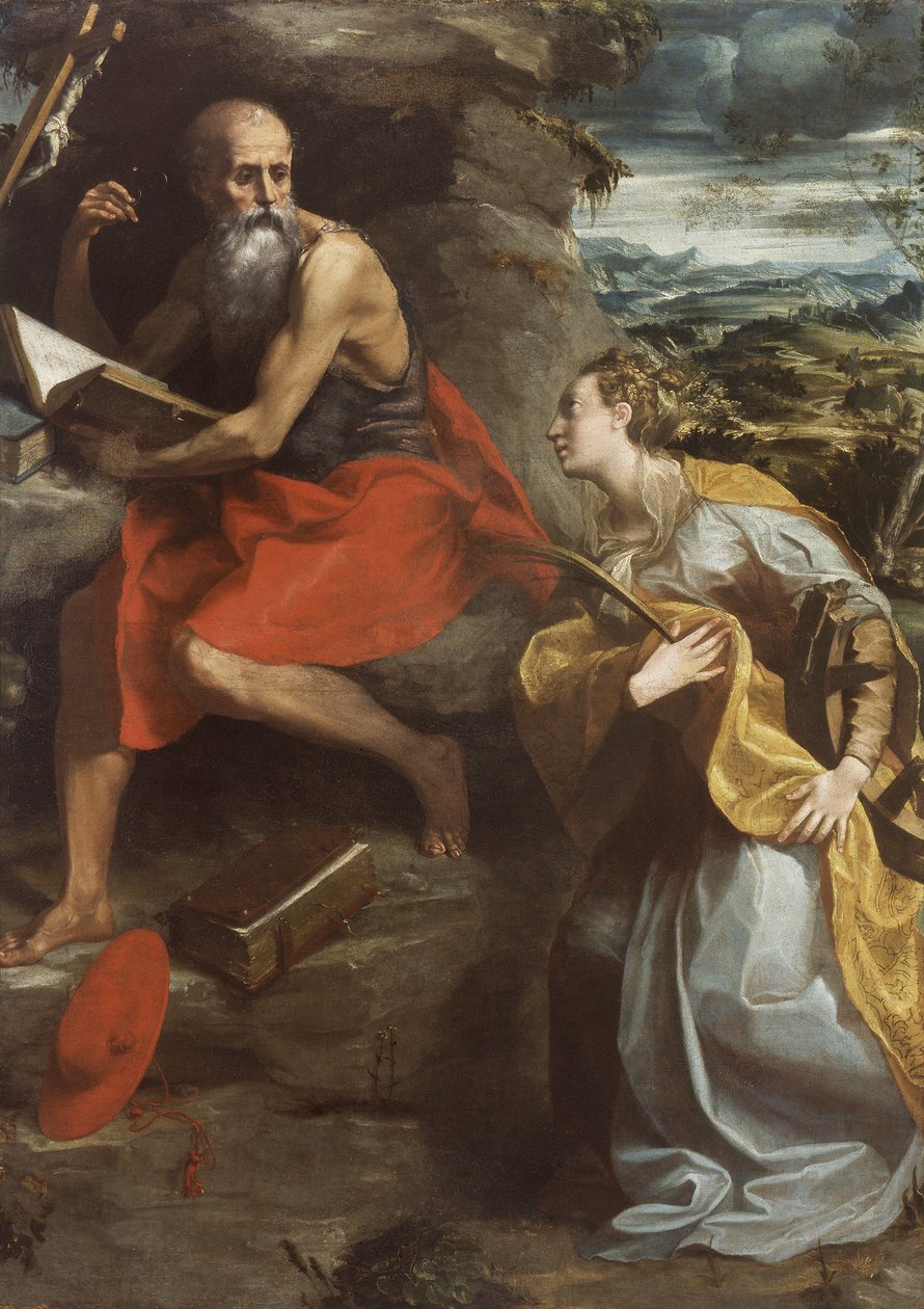 Sankt Hieronymus og Sankt Katarina af Alexandria af Michelangelo Anselmi