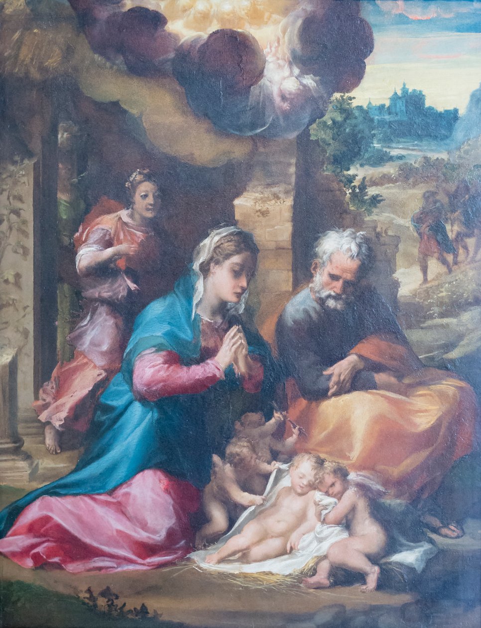 Fødselen og bebudelsen til hyrderne af Michelangelo Anselmi