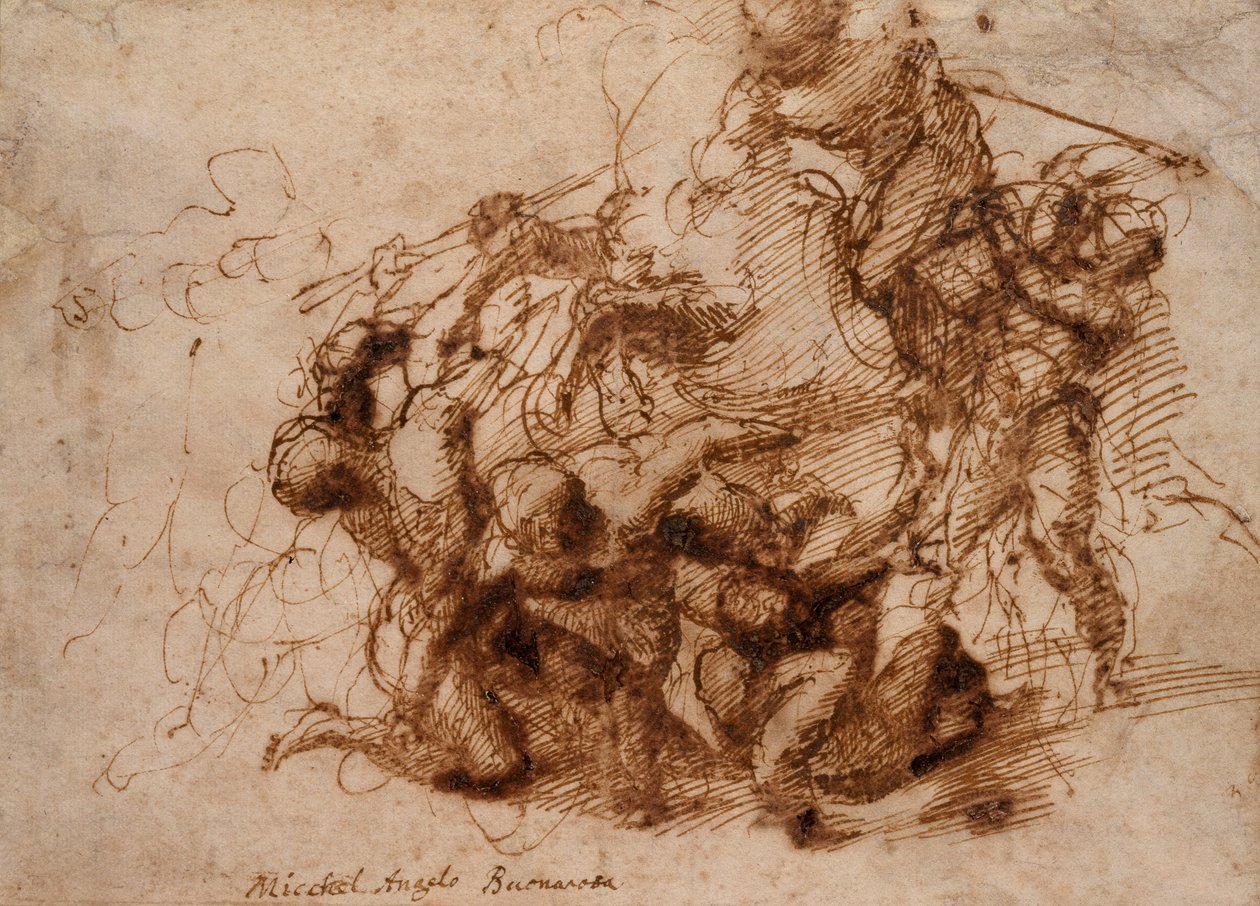 En kampscene, begyndelsen af det 16. århundrede. af Michelangelo Buonarroti