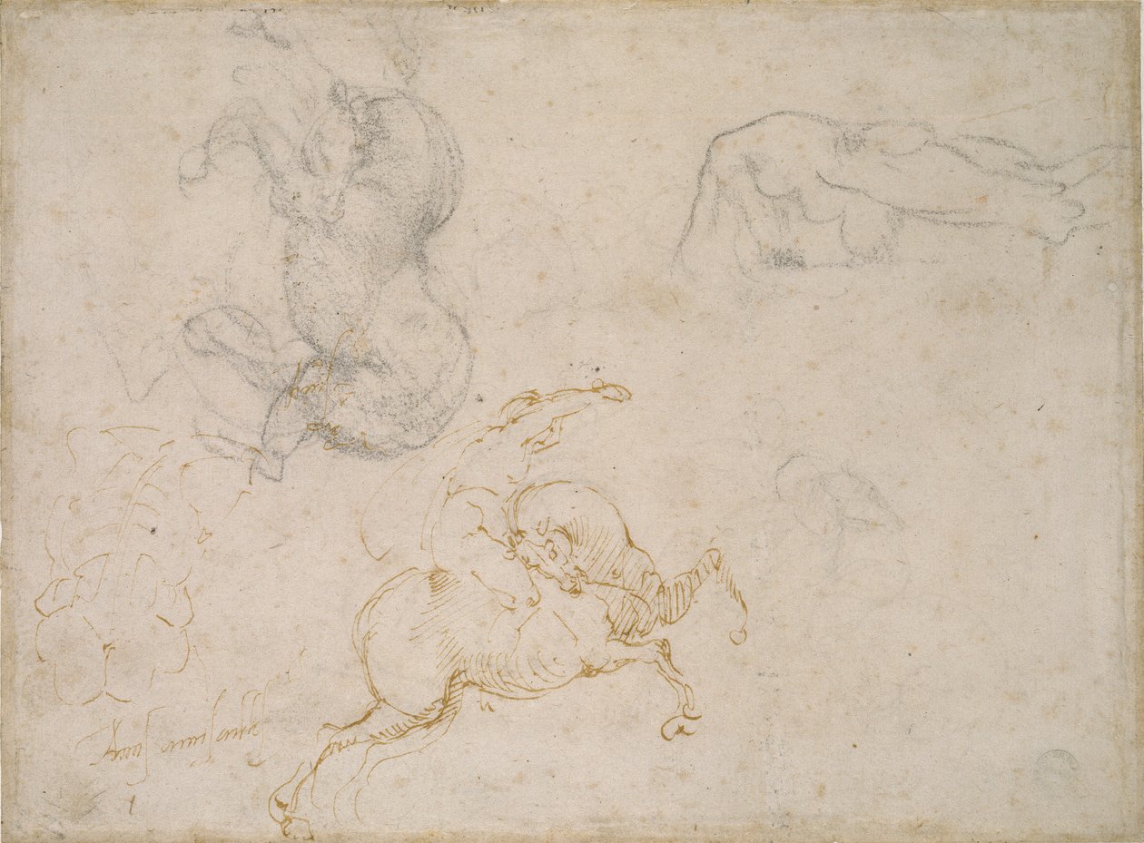 En rytter, der oplader og andre studier, 1500-tallet af Michelangelo Buonarroti