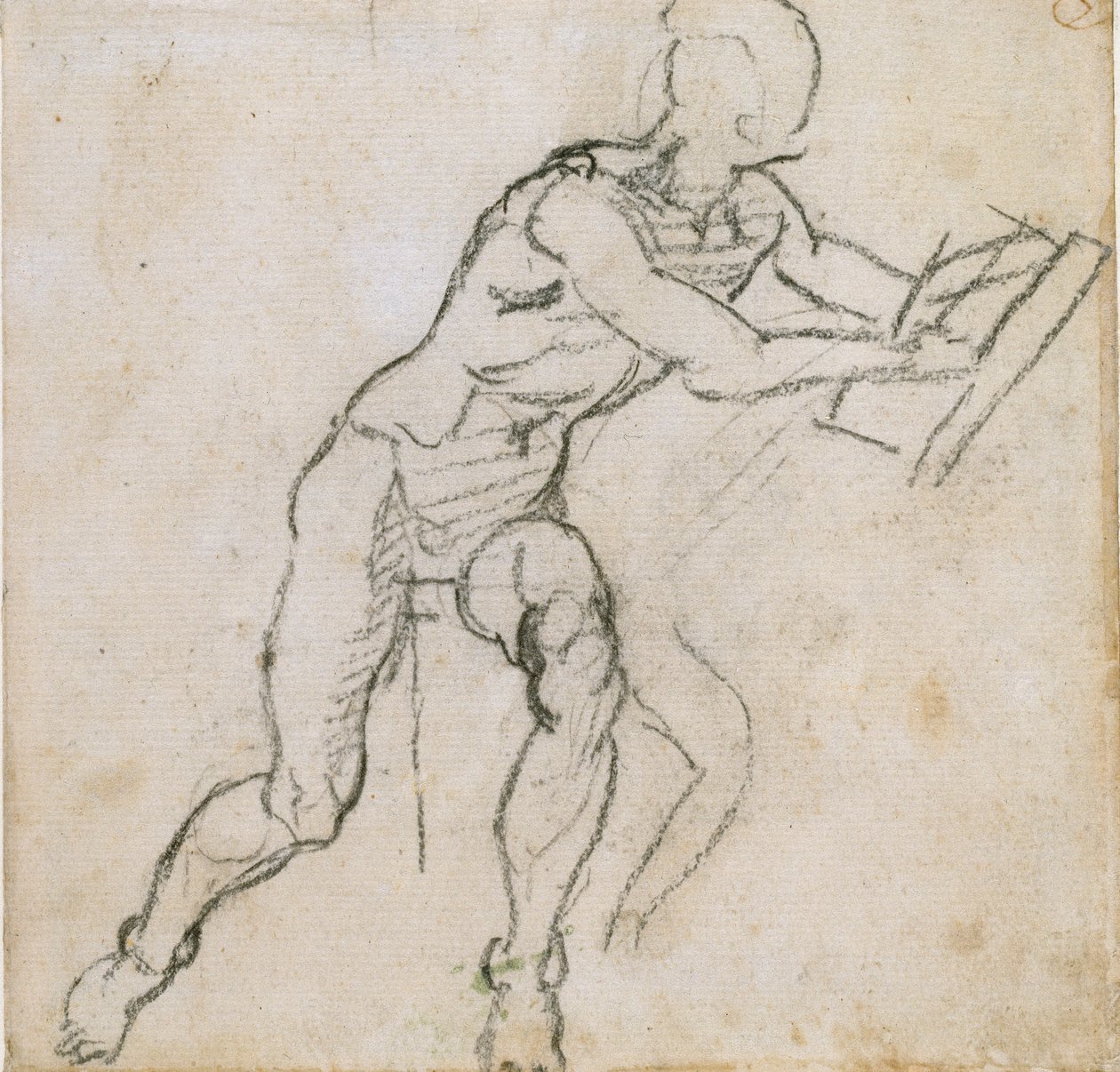 En nøgen siddende mand, c1490-1560 af Michelangelo Buonarroti