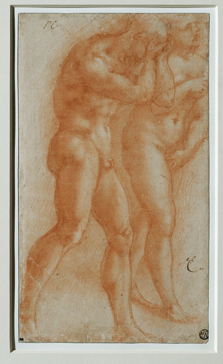 Adam et Eve chassee du Paradis - Adam og Eva jaget ud af paradiset, kopi efter Masaccio ... af Michelangelo Buonarroti