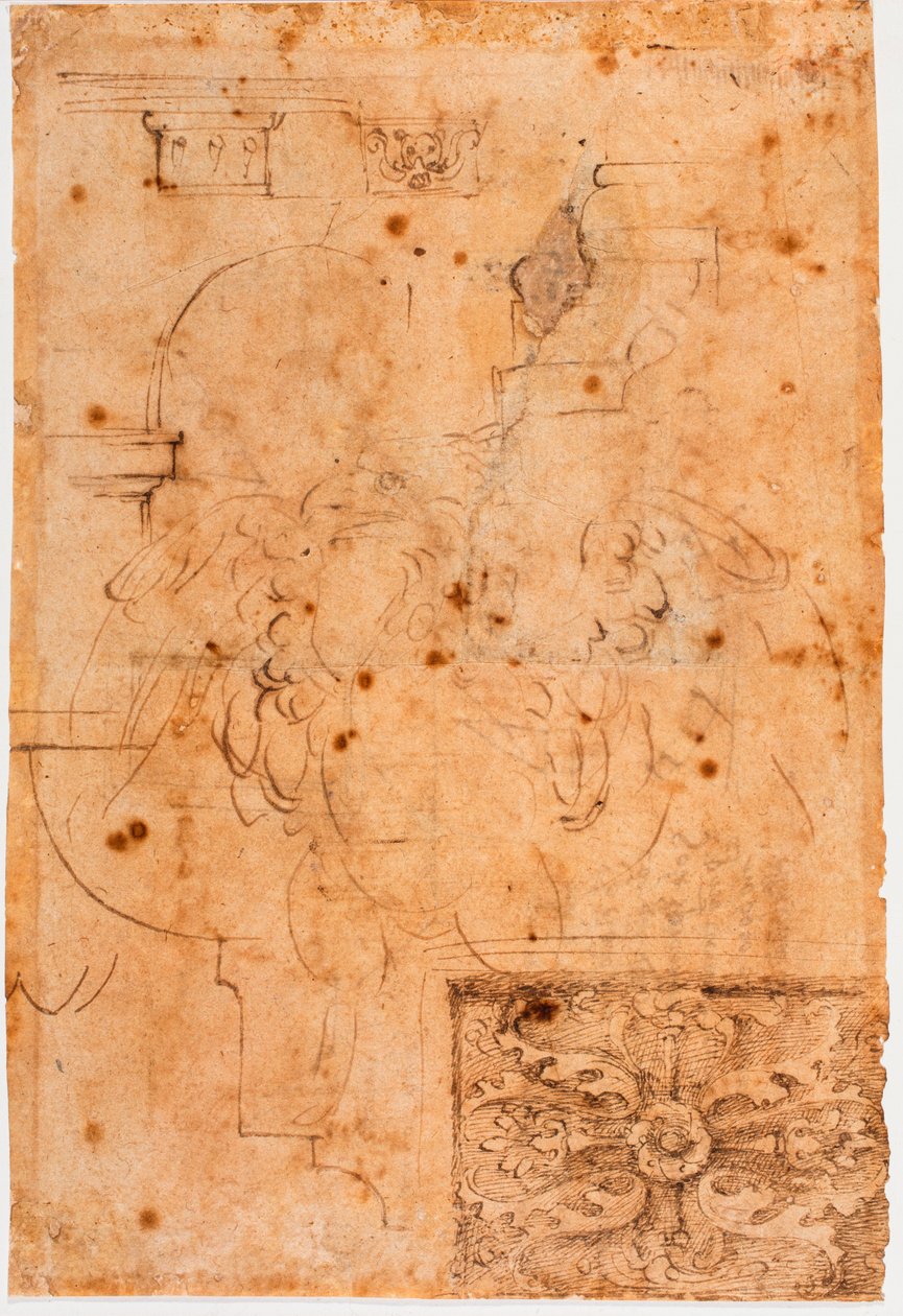 Aquila-skitser og studier af arkitektoniske elementer af Michelangelo Buonarroti