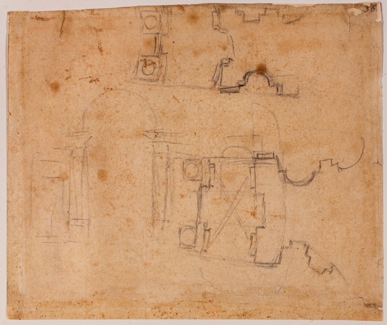 Arkitektoniske opstalter og plantegninger af San Giovanni dei Fiorentini af Michelangelo Buonarroti