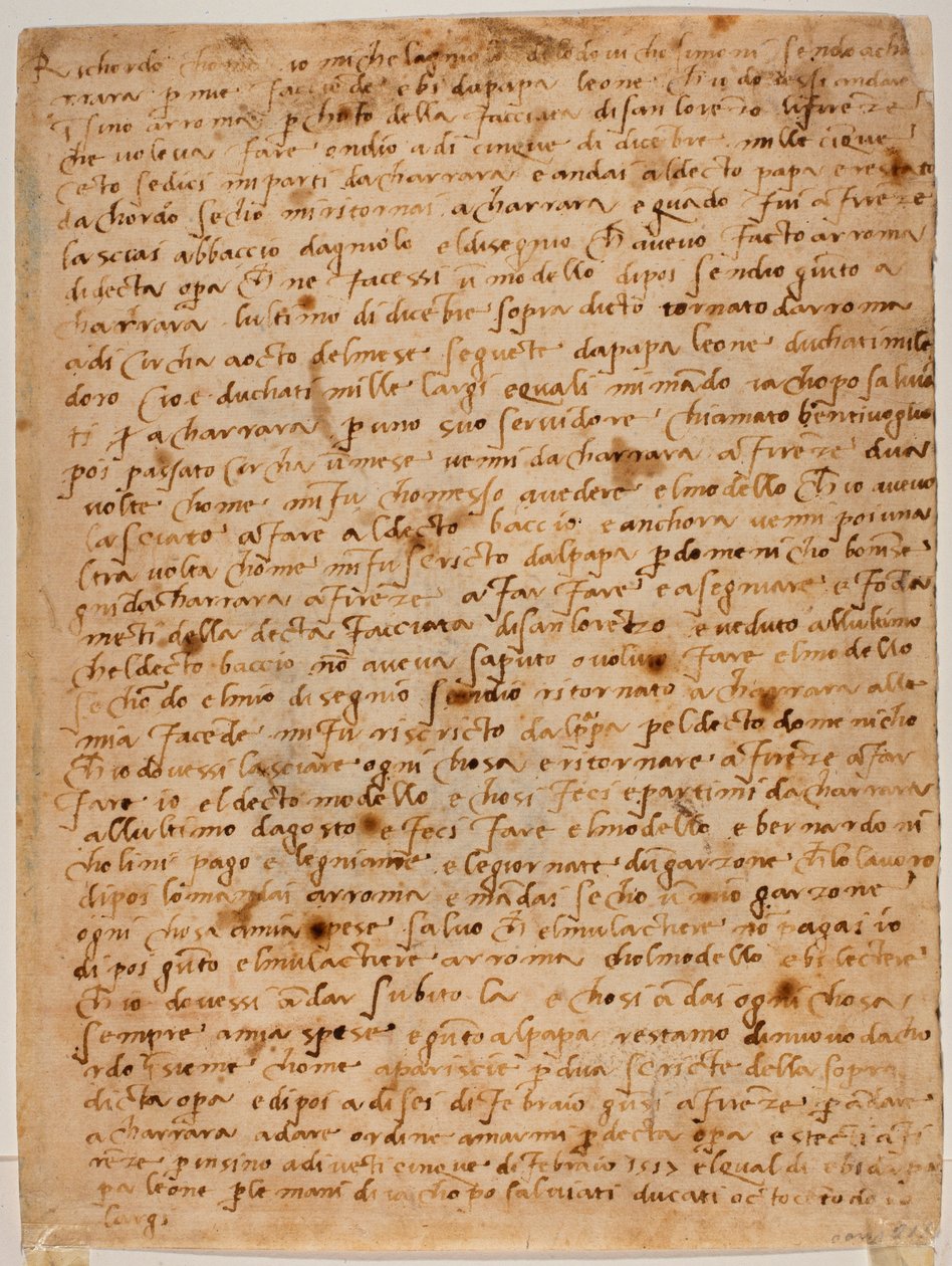 Erindring med autograf af Michelangelo Buonarroti