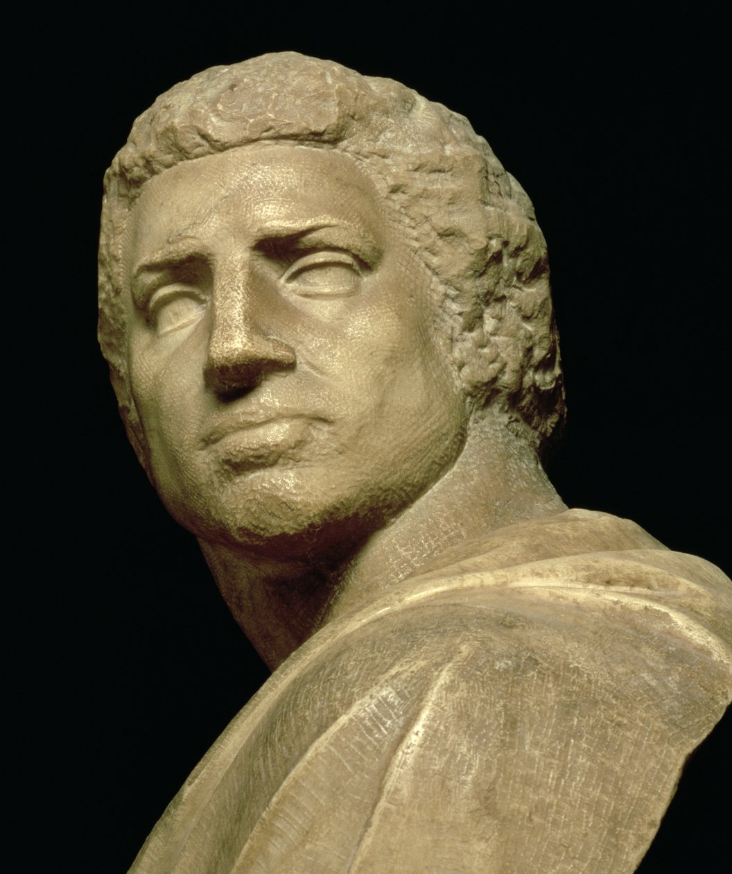 Brutus, detalje af hovedet fra buste af Michelangelo Buonarroti 1475-1564, ca. 1539-40 marmordetalje af 79848 af Michelangelo Buonarroti
