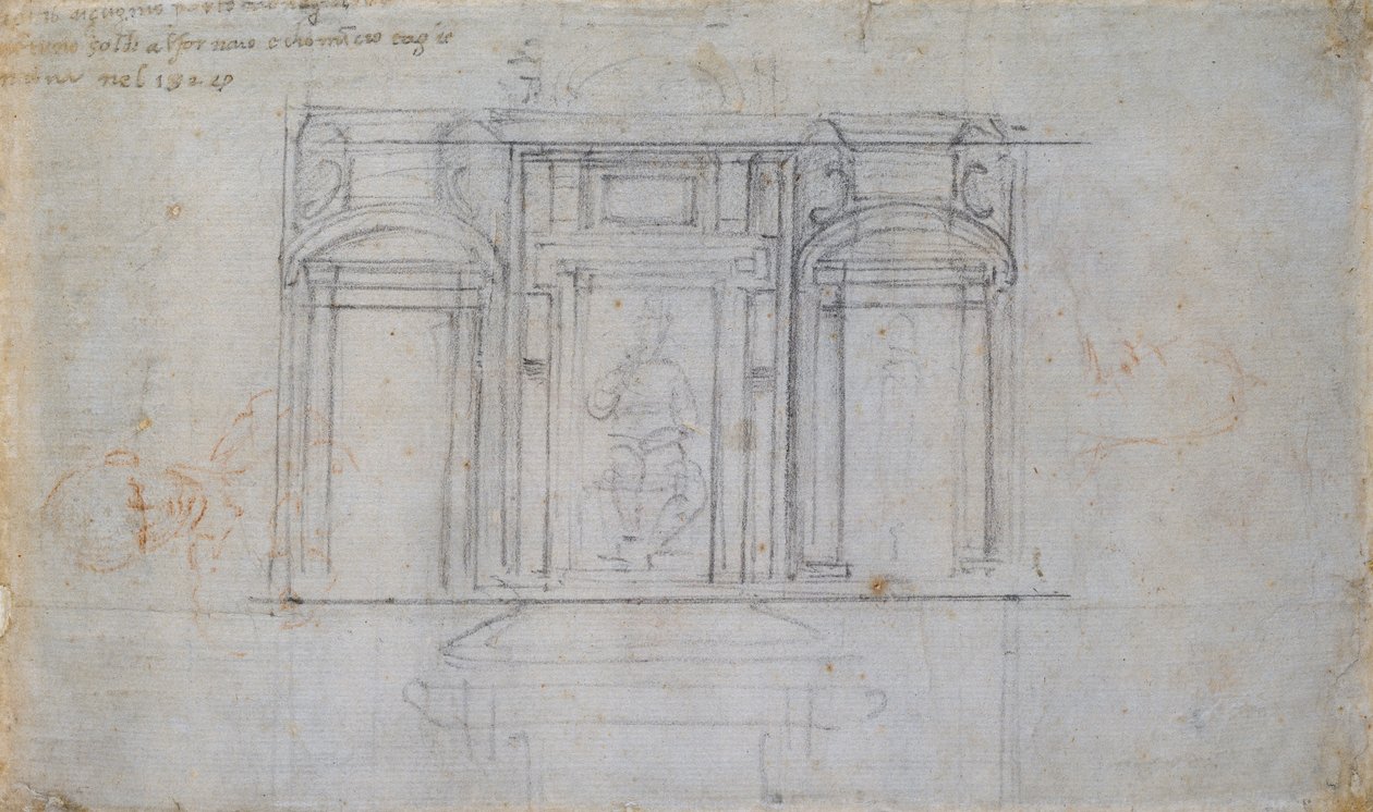 Design til en af Medici-gravene, tidligt i det 16. århundrede af Michelangelo Buonarroti