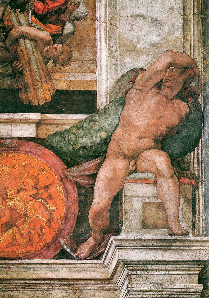Detalje af loftet i Det Sixtinske Kapel i Vatikanet, 1508-1512. af Michelangelo Buonarroti