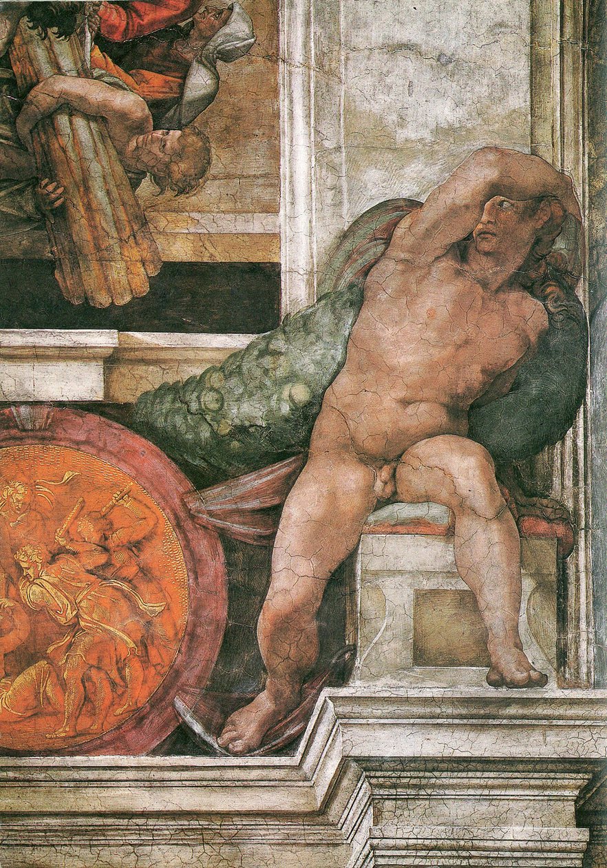 Detalje af loftet i Det Sixtinske Kapel i Vatikanet, 1508-1512 af Michelangelo Buonarroti
