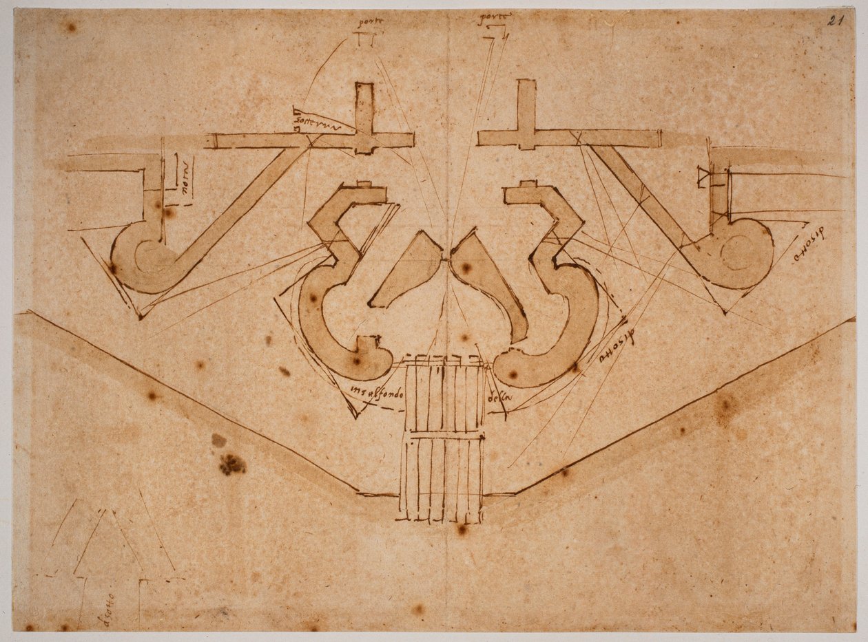 Design af befæstning til en gateway af Michelangelo Buonarroti