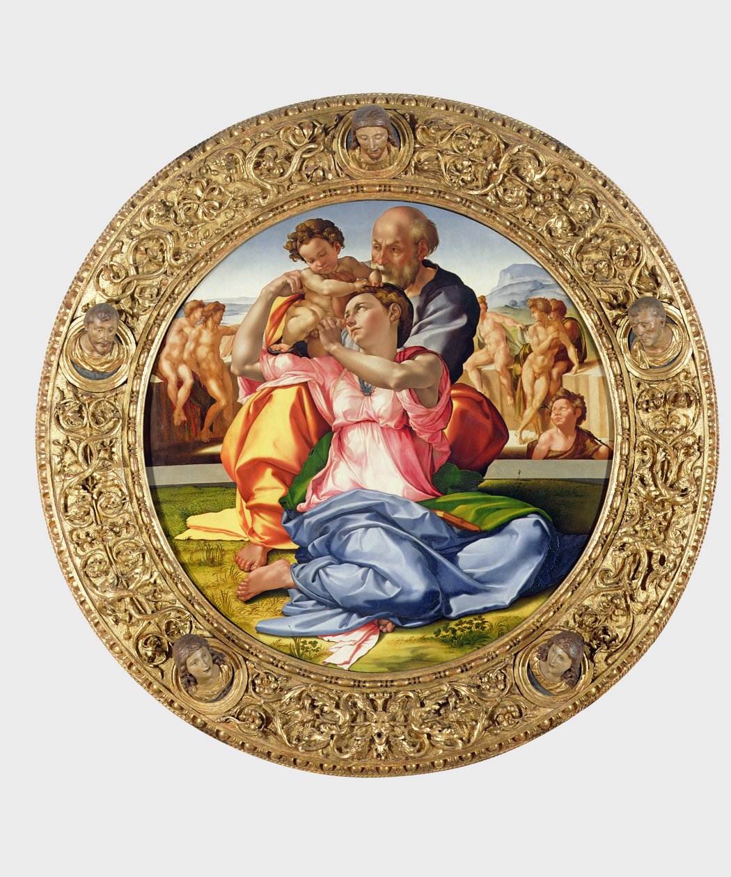 Hellig familie med St. John (Doni Tondo), 1504-05 (se også 156576) af Michelangelo Buonarroti