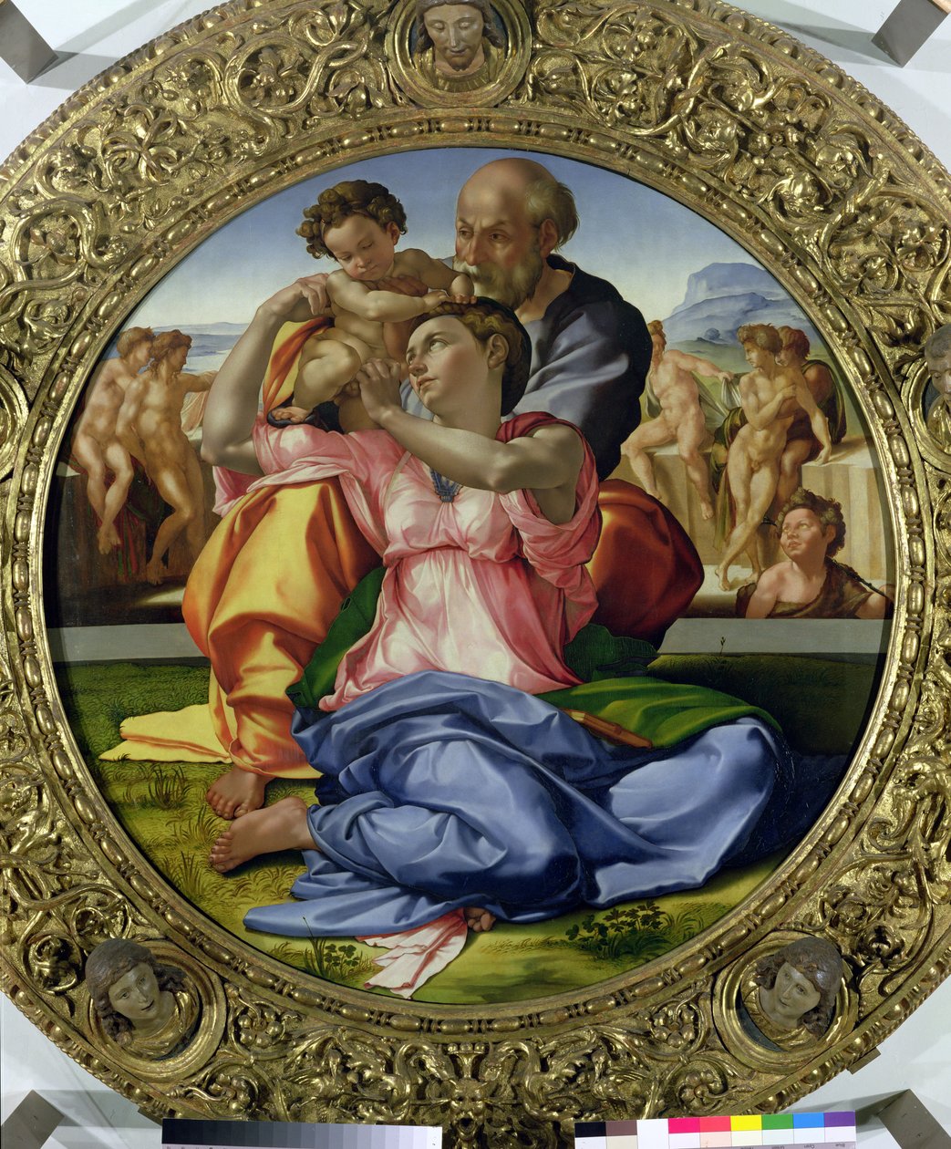 Hellig familie med St. John (Doni Tondo) 1504-05 (se også 30103) af Michelangelo Buonarroti