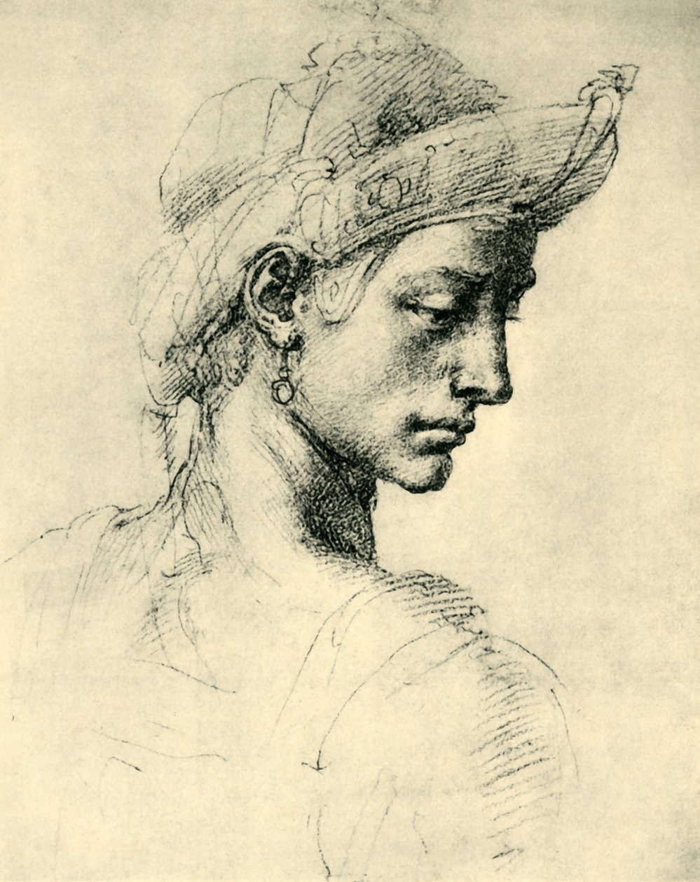 Ideelt hoved, 1520-1525, 1943. af Michelangelo Buonarroti