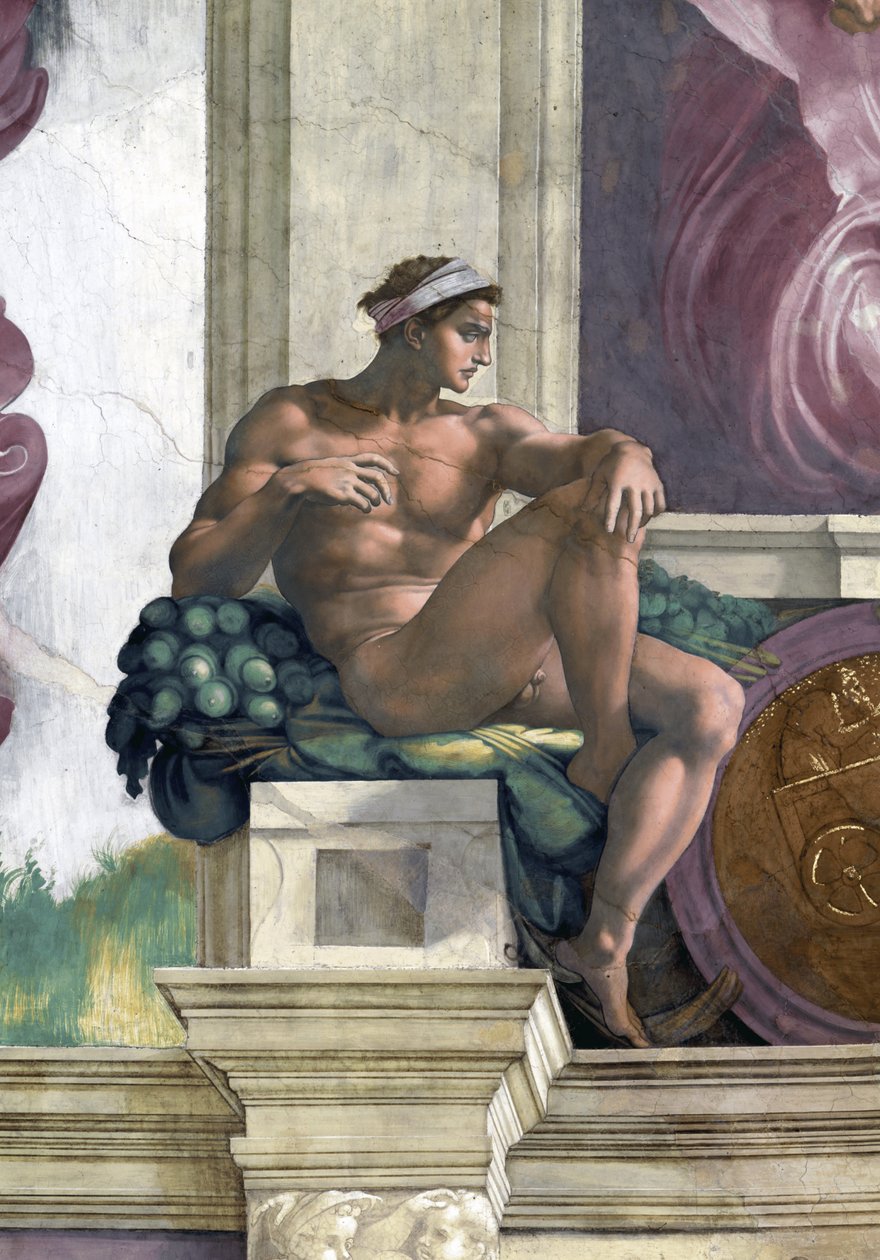 Ignudo (loftet i Det Sixtinske Kapel i Vatikanet) af Michelangelo Buonarroti