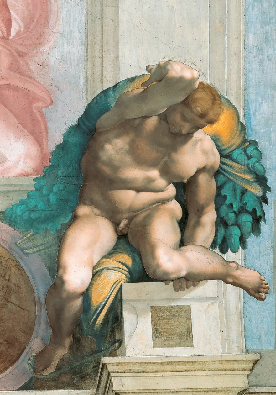 Ignudo Sixtinske Kapel loft i Vatikanet, 1508-1512. af Michelangelo Buonarroti