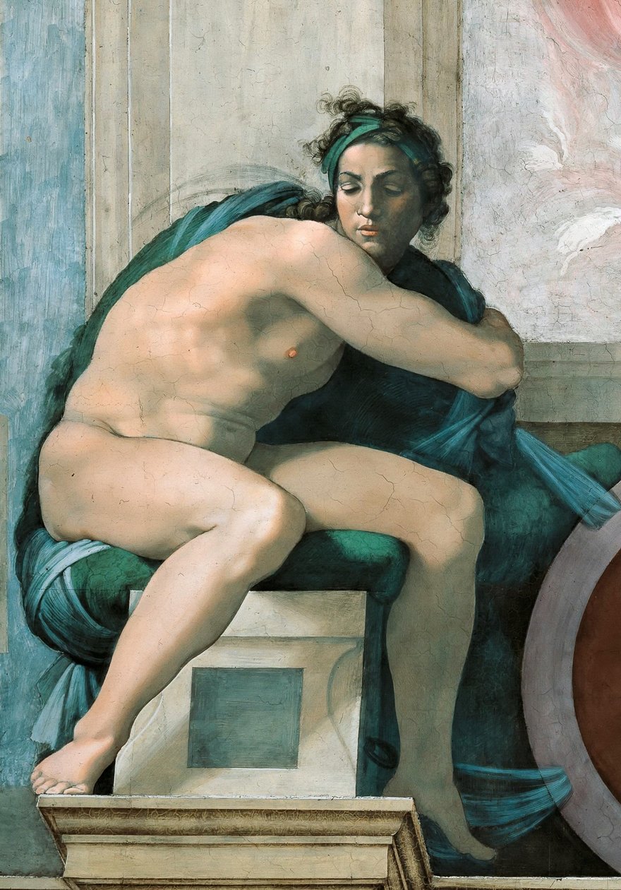 Ignudo Sixtinske Kapel loft i Vatikanet, 1508-1512. af Michelangelo Buonarroti