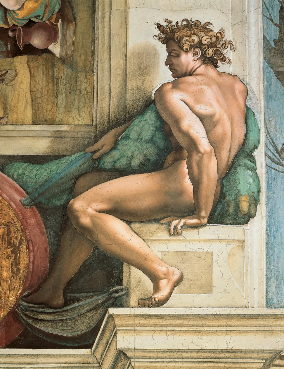 Ignudo Sixtinske Kapel loft i Vatikanet, 1508-1512. af Michelangelo Buonarroti