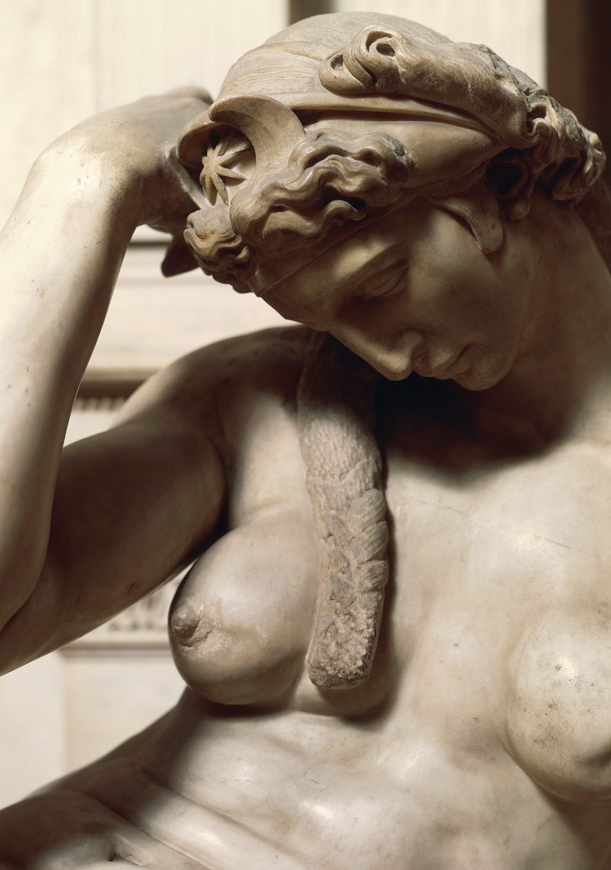 Italien, Firenze, Nyt sakristi i Medici-kapellet i San Lorenzo-basilikaen i Firenze, Nat, detalje fra Giuliano de