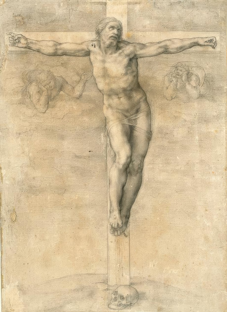 Korsfæstelse med to engle af Michelangelo Buonarroti