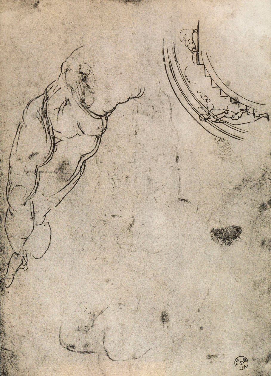 Mandlige ben, studie af Michelangelo. Kabinet for tegninger og tryk, Uffizi Gallery, Firenze af Michelangelo Buonarroti