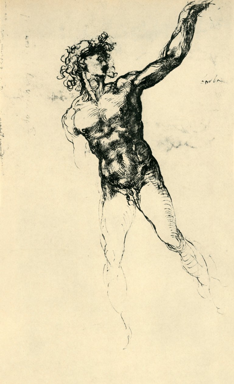 Nøgen mand, 1503-1504, 1943. af Michelangelo Buonarroti