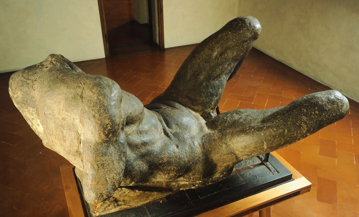Model til personificeringen af floden til San Lorenzos nye sakristi, af Michelangelo (1475-1564) af Michelangelo Buonarroti