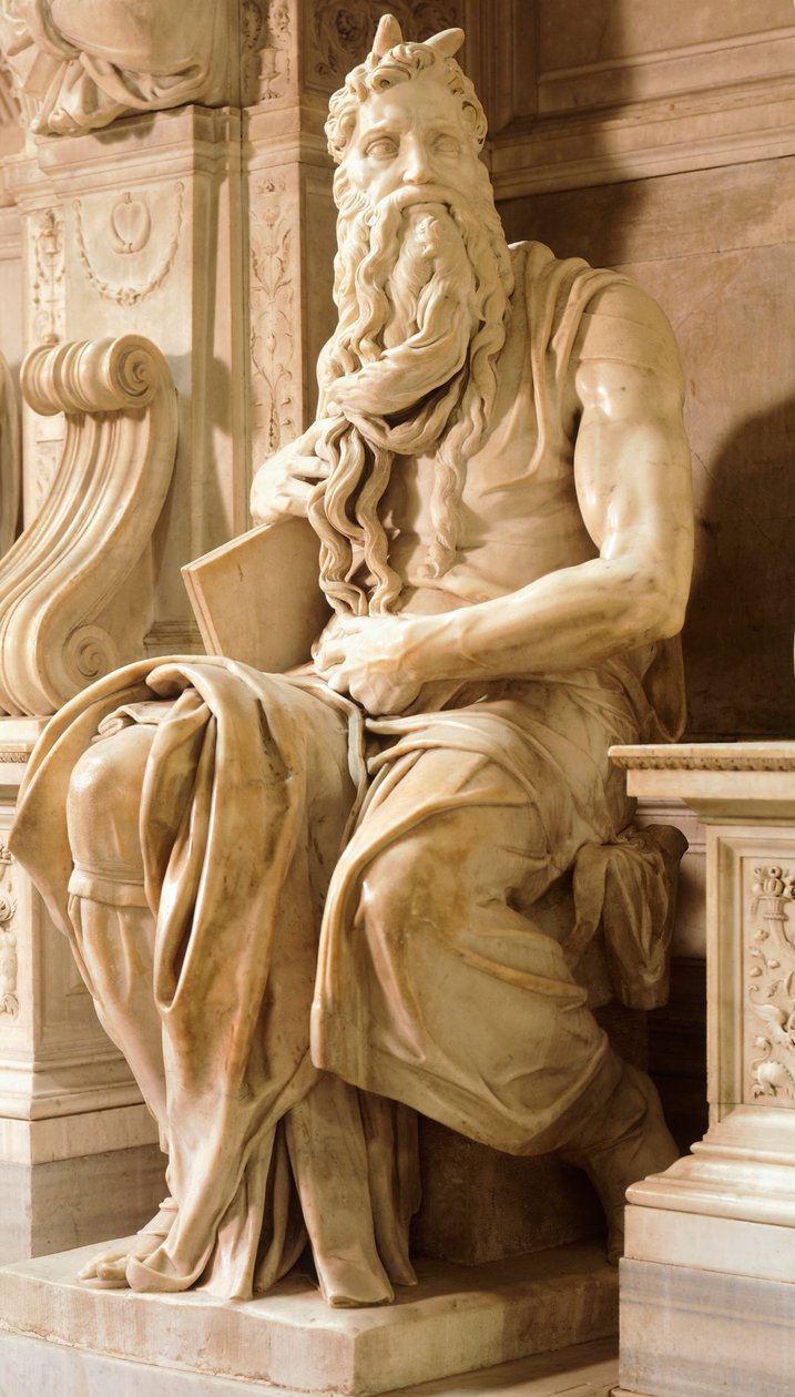 Moses, detalje fra Tomb of Julius II, af Michelangelo (1475-1564), Basilica of St Peter in Chains, Rom, Lazio, ca 1515 af Michelangelo Buonarroti