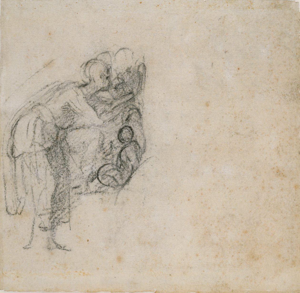 Side fra en skitsebog: En kvinde i sort, c1490-1560 af Michelangelo Buonarroti