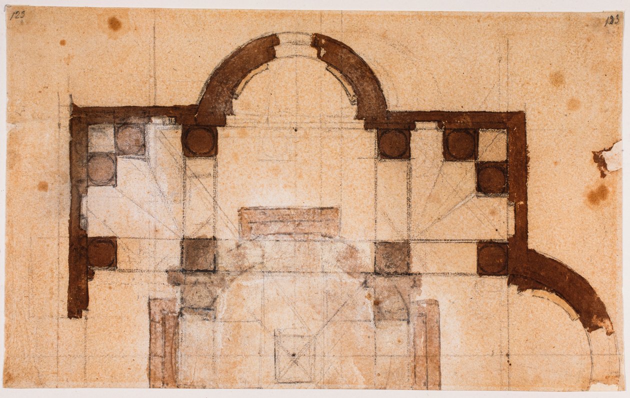 Delvis plan for San Giovanni dei Fiorentini af Michelangelo Buonarroti