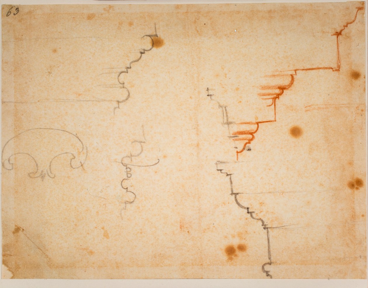 Arkitektoniske profiler, 16. århundrede (tegning) af Michelangelo Buonarroti