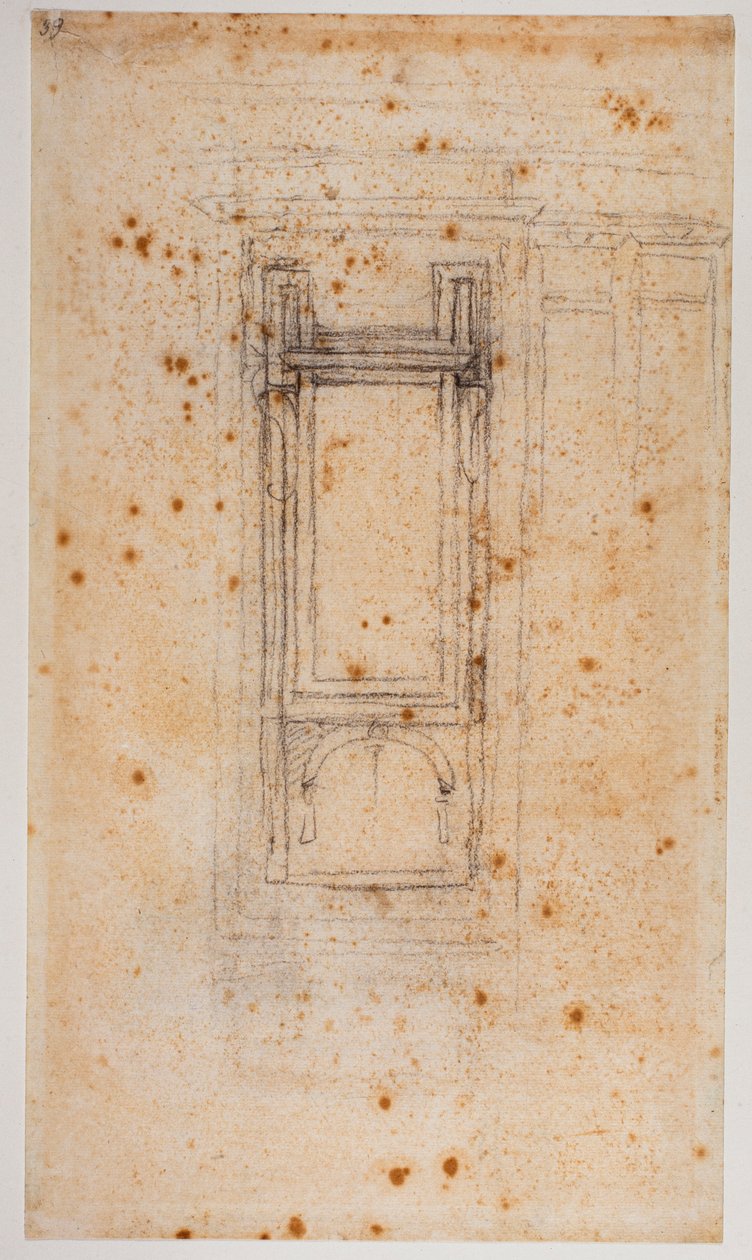 Projekt til et vindue og studier til den Laurentiske Recept, 16. århundrede (tegning) af Michelangelo Buonarroti