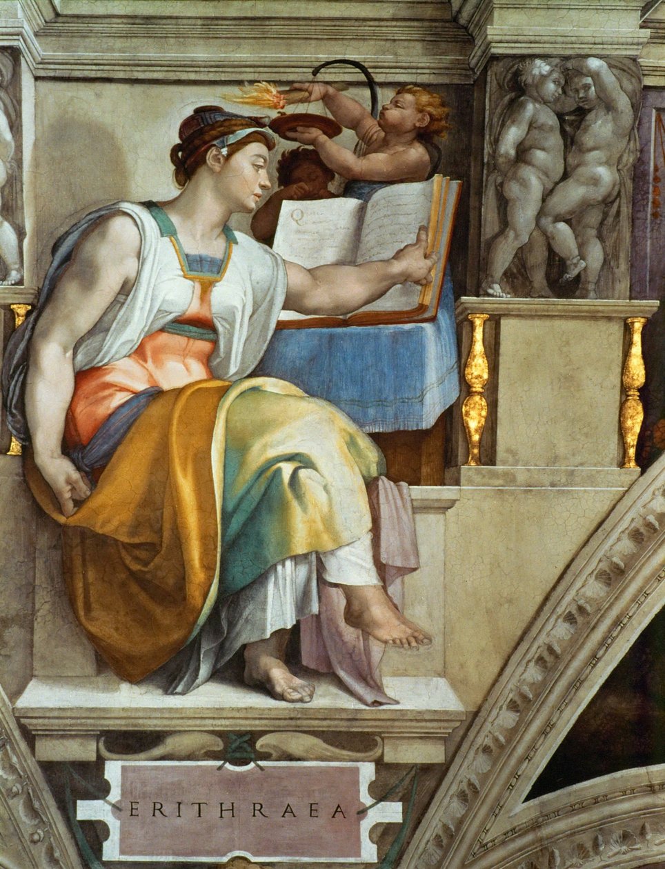 Profeter og sibyller: Erythraean Sibyl Sixtinske Kapel loft i Vatikanet, 1508-1512. af Michelangelo Buonarroti