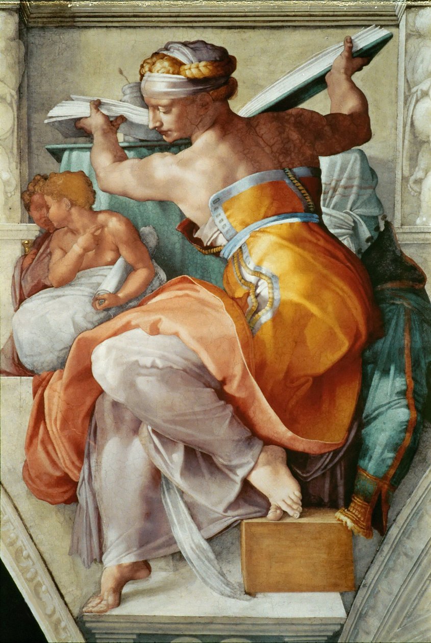Profeter og sibyller: Libyan Sibyl Sixtinske Kapel loft i Vatikanet, 1508-1512. af Michelangelo Buonarroti