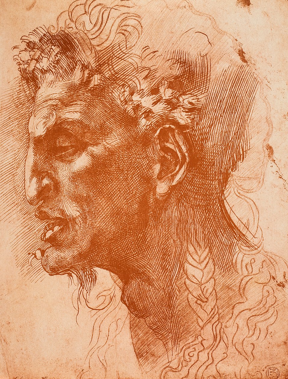 Satyrs hoved; tegning af Michelangelo. Louvre, Paris af Michelangelo Buonarroti