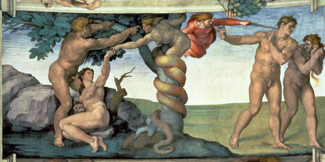Det sixtinske kapel loft (1508-12): Menneskets fald af Michelangelo Buonarroti