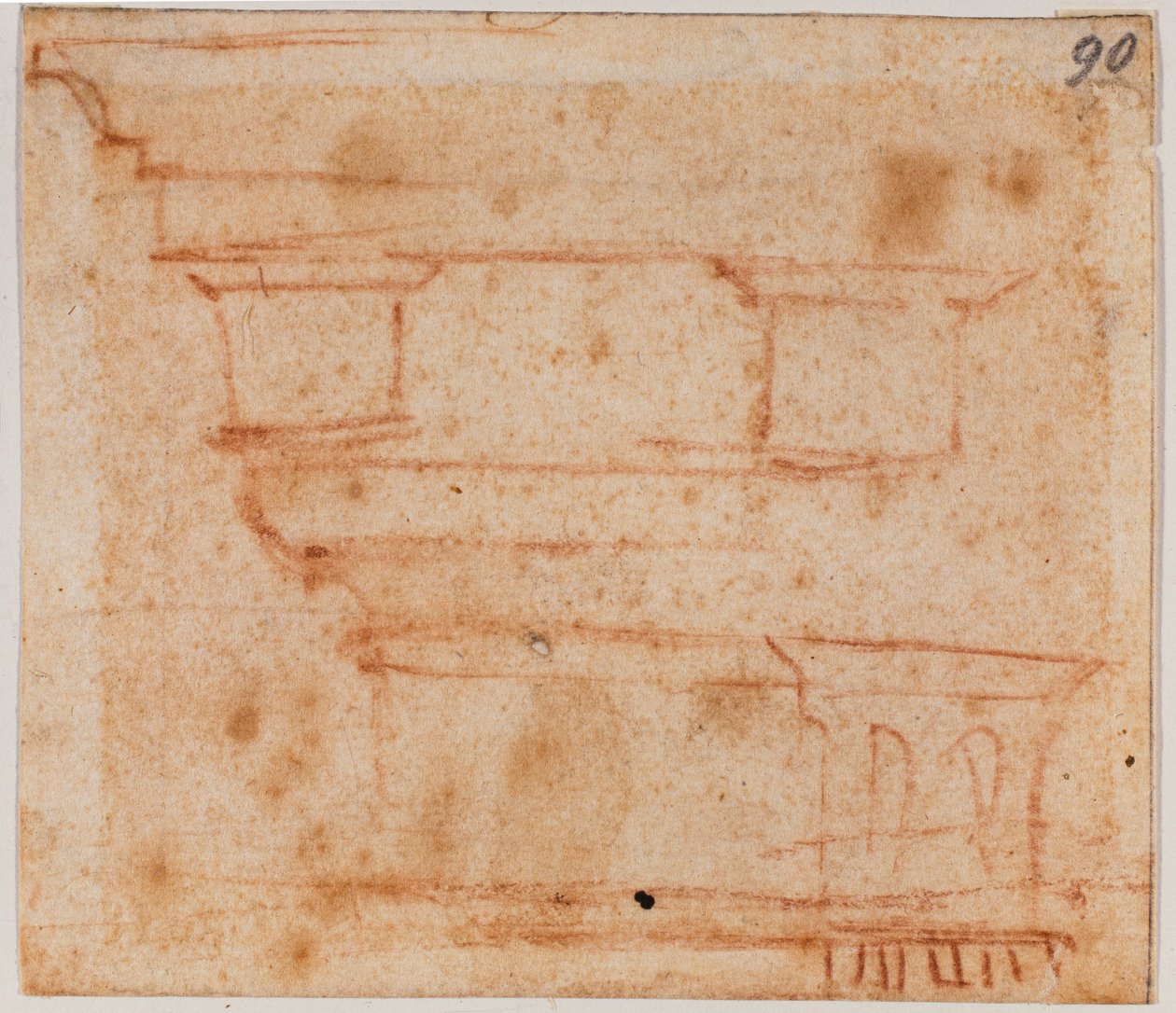 Skitse af entablatur af Michelangelo Buonarroti
