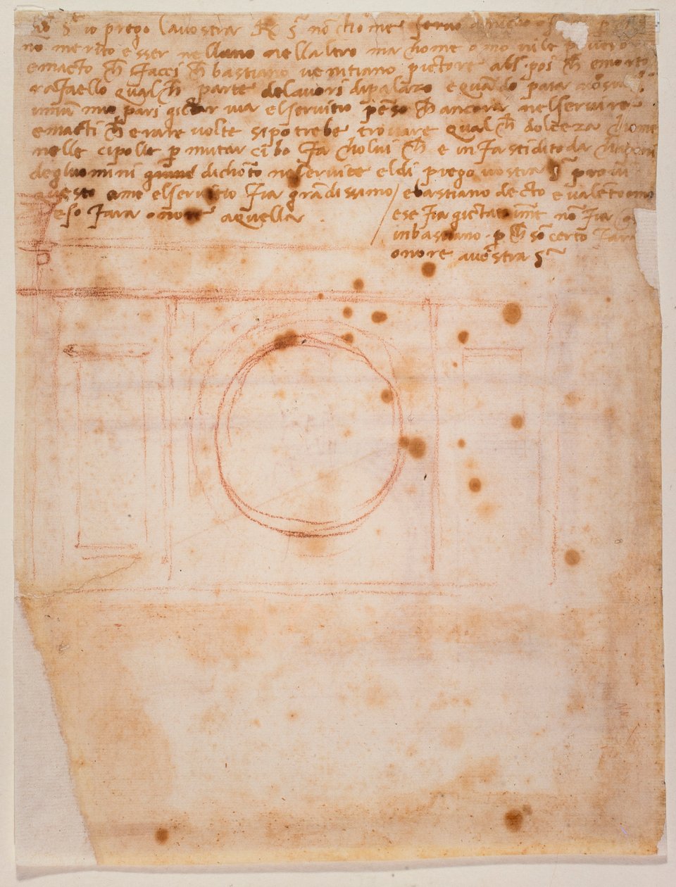Skitser til trommen på kuplen i Santa Maria del Fiore og brev til kardinalen af Bibbiena af Michelangelo Buonarroti